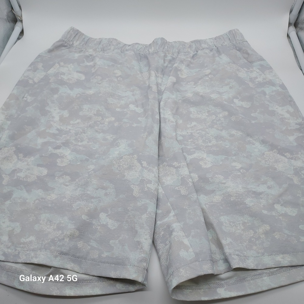 Tek Gear Mens Camo‎ Athletic Shorts Grey White Elastic Waist Gym RN 73277 Medium